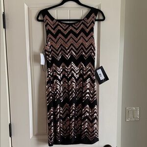 JS Boutique Black and Gold Sequin Mini Dress